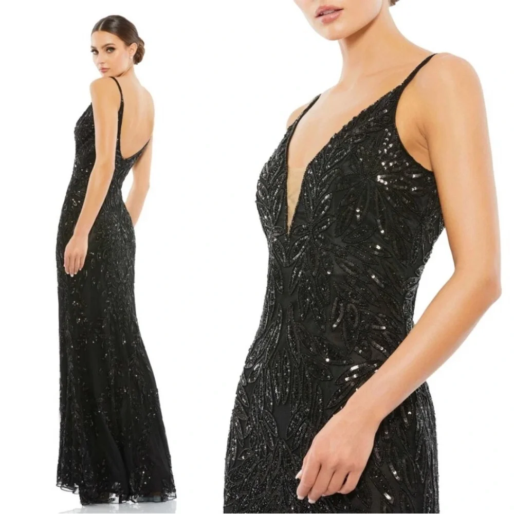 MAC DUGGAL | EMBELLISHED LEAF EVENING GOWN #5107 size 2 - Picture 2 of 9